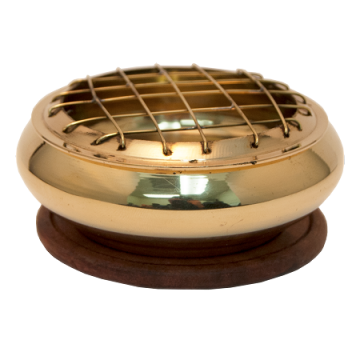 Brass Charcoal Burner w/coaster 1-1/2" Tall x 3" Dia.,  Each