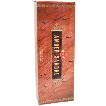 Amber Sandal Incense Sticks, HEM Hex Pack - 6 Boxes x 20 Sticks