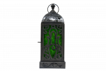 Candle Lantern - Goddess, Black Antique with Green Windows  4" x 12", (MP-2020) Each