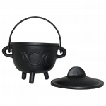 Cast Iron Cauldron w/ Lid 4.5" Triple Moon