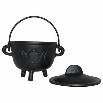 Cast Iron Cauldron w/ Lid 4.5" Triple Moon