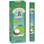 Coconut Incense Sticks, HEM Hex Pack - 6 Boxes x 20 Sticks