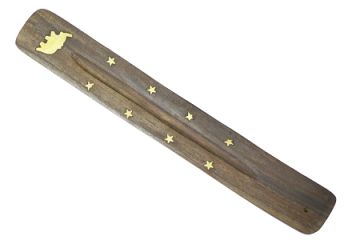 Wood Ash Catcher 10" - Elephant Brass Inlay Design . Pack/10