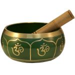 Green Om Tibetan Singing Bowl, Machined, 5"D