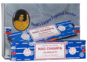 Nag Champa Incense Sticks 40 Gram, Satya Sai Baba (12 Boxes of 40 Sticks = 480 Sticks)