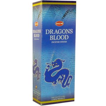 Dragon's Blood Blue Incense Sticks, Hex Pack - 6 Boxes of 20 Sticks (120 Sticks)