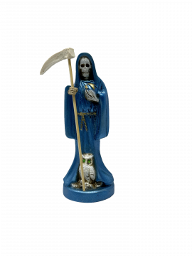 7-8" Santa Muerte Fixed Statue, Blue