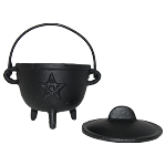 Cast Iron Cauldron w/ Lid 4.5" Pentagram
