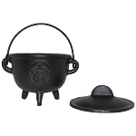 Cast Iron Cauldron w/ Lid 4.5'' Pentacle