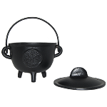 Cast Iron Cauldron w/ Lid 4.5" Tree of Life