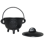 Cast Iron Cauldron w/ Lid 4.5" Tree of Life