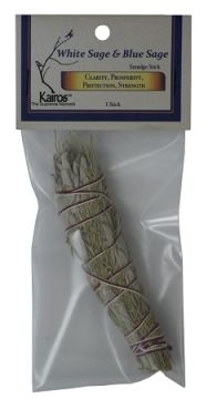 White Sage & Blue Sage Smudge Stick 4",  Kairos Packaged (6 Pack)