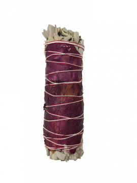 Blue Sage & Red Rose Petals Smudge Stick - Small 4" (6 Pack)