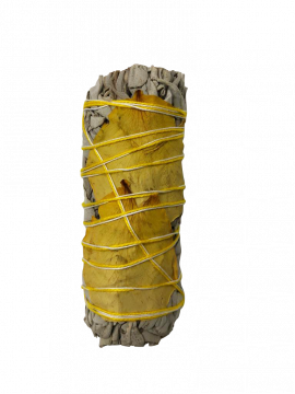 White Sage & Yellow Rose Petals Smudge Stick - Small 4" (6 Pack)