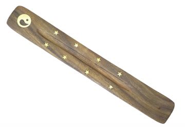 Wood Ash Catcher 10" - Yin Yang Brass Inlay Design. Pack/10
